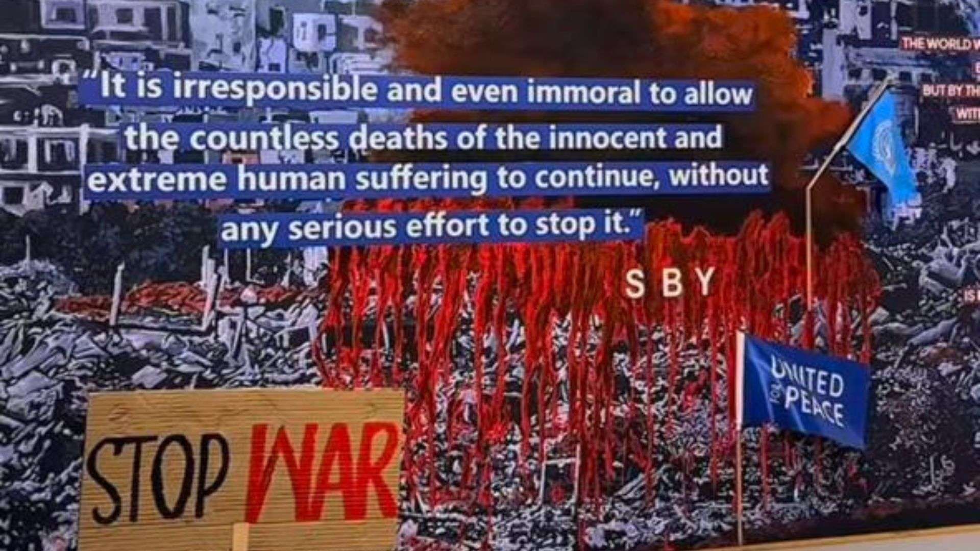 Vrede Lezen Achter het Schilderij “Stop War” van Susilo Bambang Yudhoyono